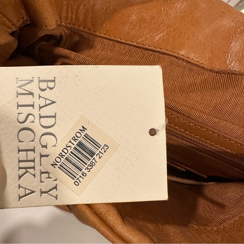 Badgley Mischka Janet Bag in Distressed Saddle Tan Leather with Dust Bag - Picture 13 of 16